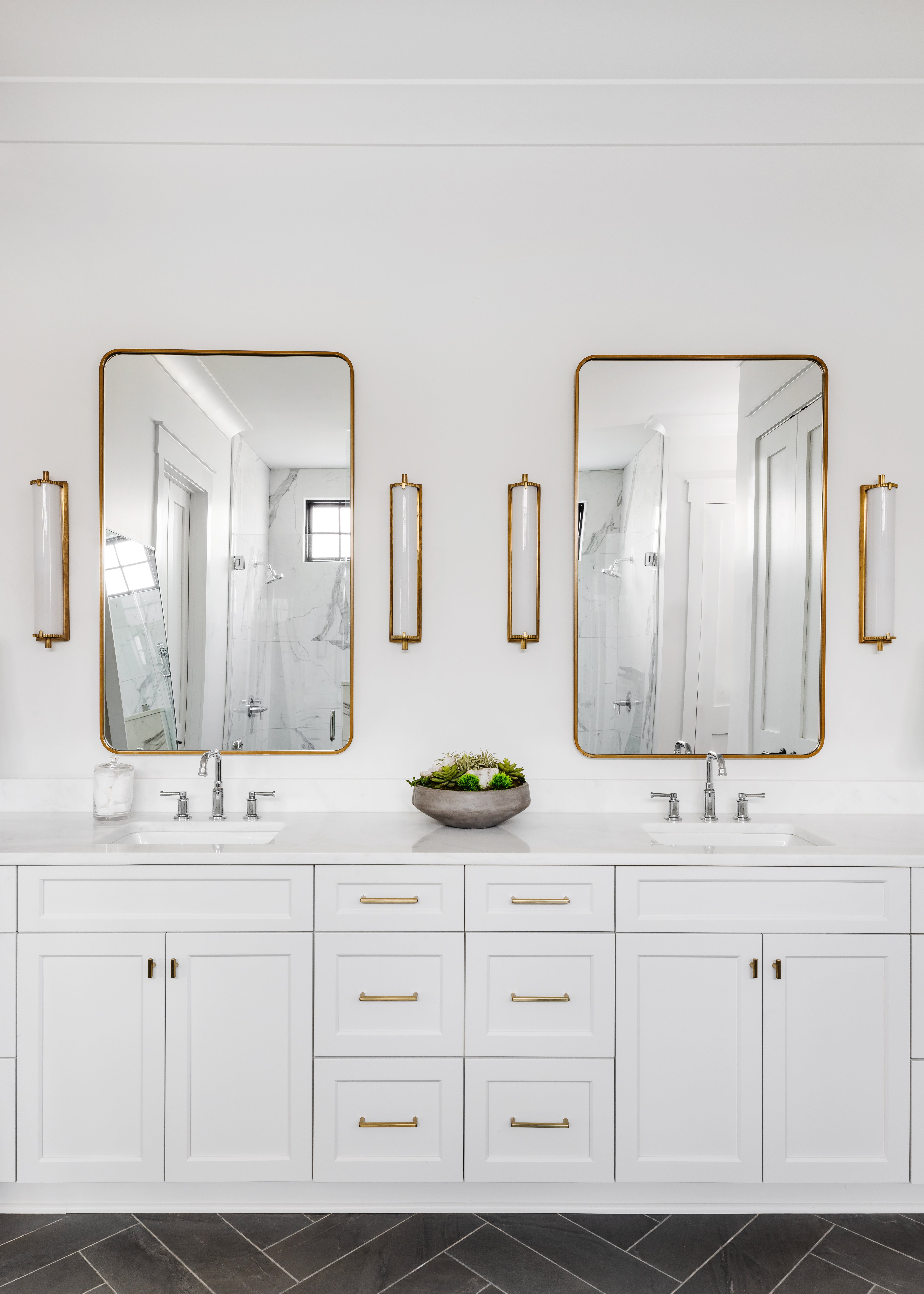 master bathroom vanity with double mirrors